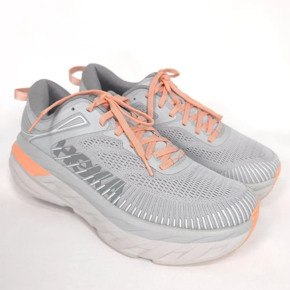 HOKA‎ Women's US 9 Gray Peach Athletic Sneakers Running Cushioned BONDI 7